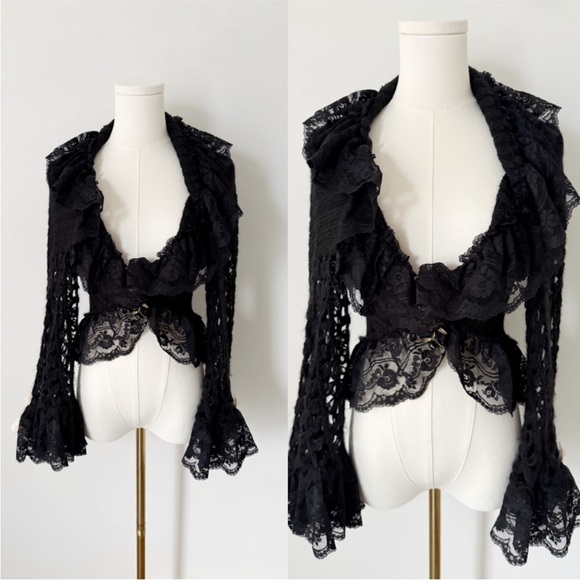 Tops - *SEEKING* Niccolo Cheraine Black Wool-Blend Lace Bolero